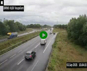 Webcam autoroute A150 à hauteur de La Vaupalière en périphérie de Rouen. Vue orientée vers Rouen