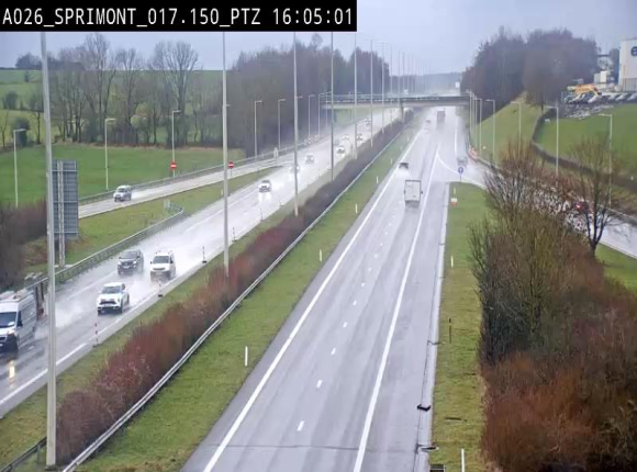 Webcam A26 (E25) à Sprimont, sur l'autoroute entre Liège et Arlon. Vue orientée vers le Luxembourg