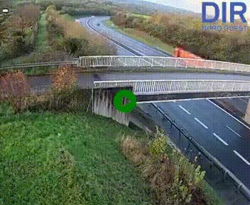 Webcam sur A84 à hauteur de Pont-Farcy, au niveau du pont autoroutier sur la Vire, au sud de Saint-Lô