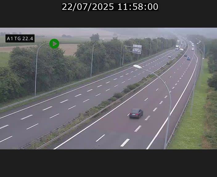 Traffic live webcam Luxembourg Flaxweiler - A1 direction Luxembourg - BK 22.4