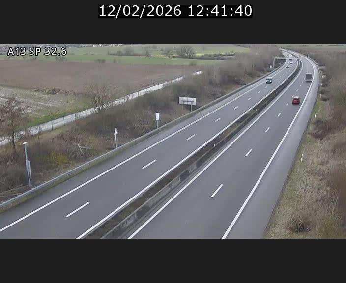 Webcam info trafic A13 à hauteur de Mondorf-les-bains. Vue orientée vers Altwies