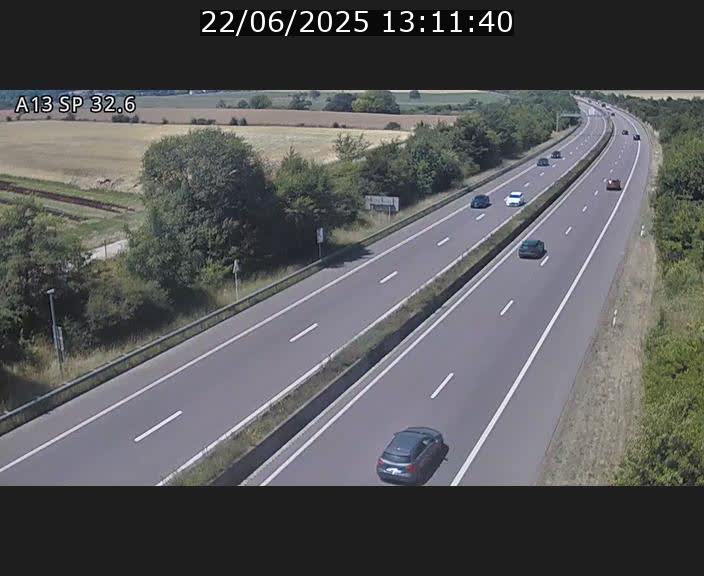 Webcam info trafic A13 à hauteur de Mondorf-les-bains. Vue orientée vers Altwies