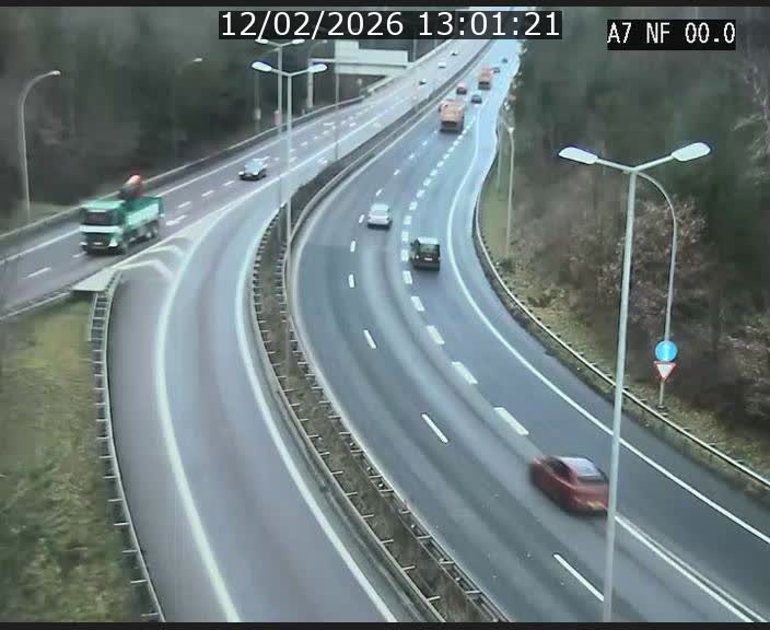Caméra autoroute Luxembourg A7 - Echangeur A1/A7 Grünewald direction Tunnel Stafelter