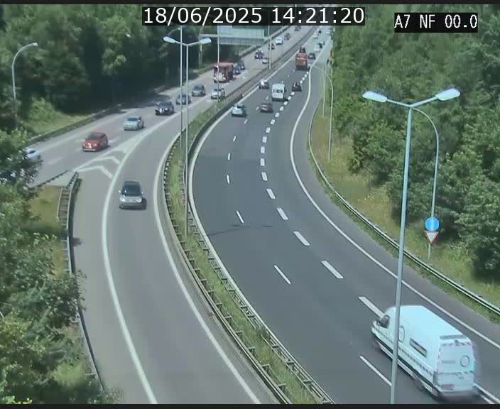 Caméra autoroute Luxembourg A7 - Echangeur A1/A7 Grünewald direction Tunnel Stafelter