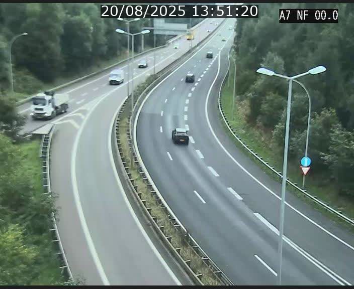 Caméra autoroute Luxembourg A7 - Echangeur A1/A7 Grünewald direction Tunnel Stafelter