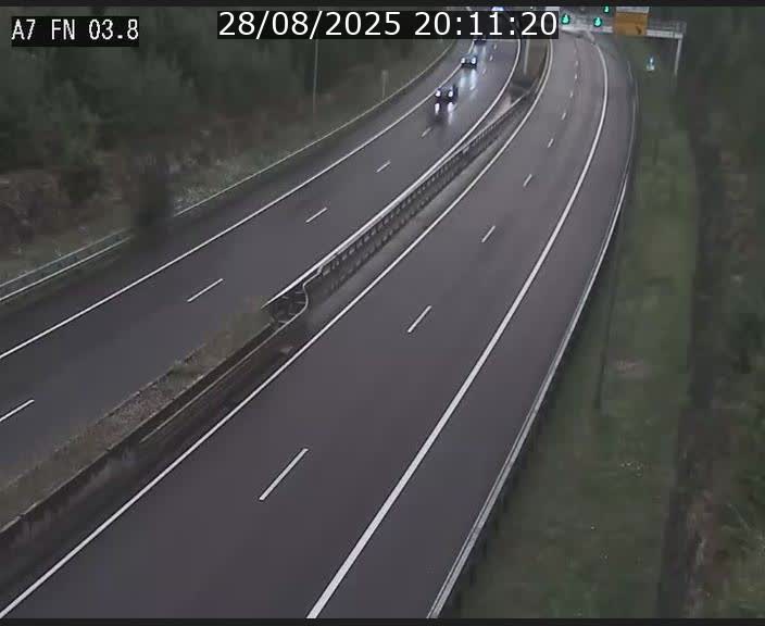 Caméra autoroute Luxembourg A7 - Passage à gibier Rëngelbour - direction Tunnel Stafelter