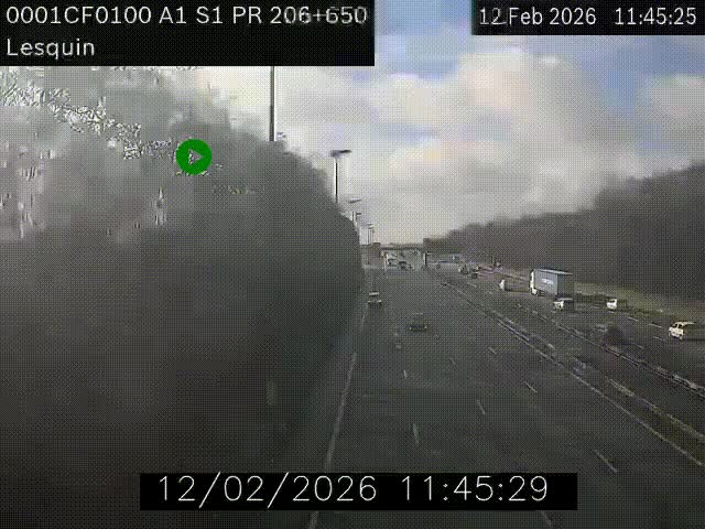 Webcam autoroute A1 à hauteur de Lesquin. Vue orientée vers Lille