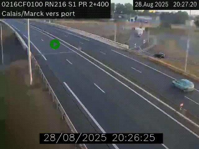 Webcam à Calais sur A216 (N216) en direction du port (harbour) de Calais.