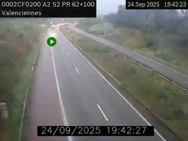 Webcam autoroute A2 à Valenciennes. Vue orientée vers Maubeuge et Mons (Belgique)