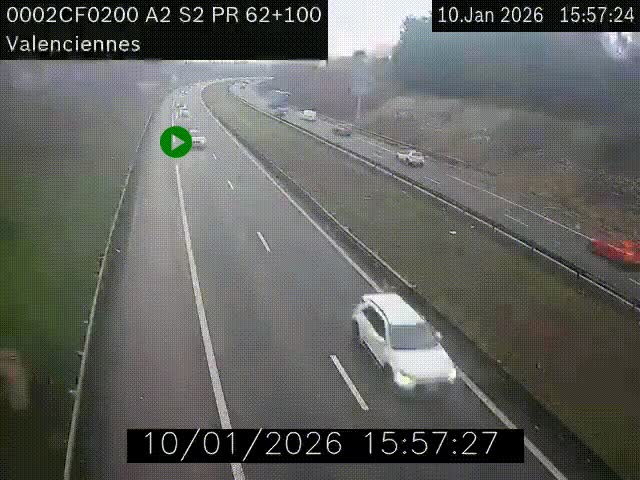 Webcam autoroute A2 à Valenciennes. Vue orientée vers Maubeuge et Mons (Belgique)