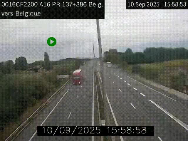 Webcam à la frontière franco-belge au niveau de Bray-Dunes/De-Panne sur l'autoroute A16. Vue orientée vers la Belgique