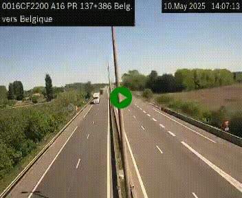 Webcam à la frontière franco-belge au niveau de Bray-Dunes/De-Panne sur l'autoroute A16. Vue orientée vers la Belgique