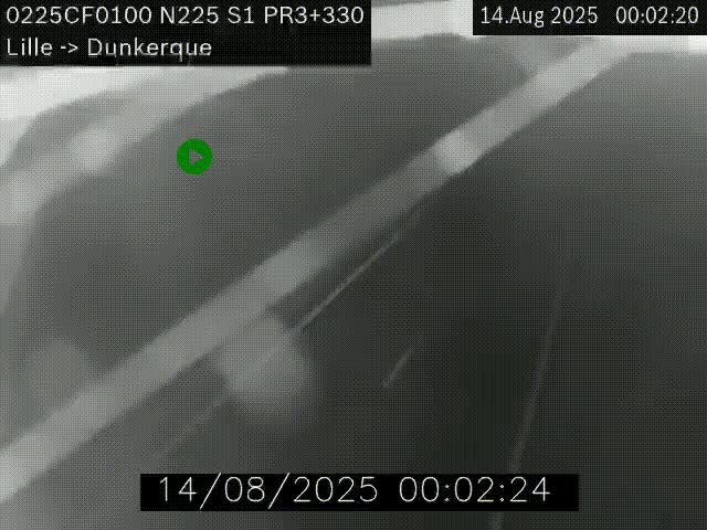 Webcam autoroute A25 (N225) à hauteur de Bergues (Bierne). Vue orientée vers Dunkerque.