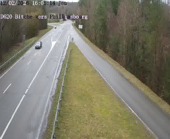 Webcam sur la D620, sur le contournement de Bitche. Vue orientée vers Philippsbourg
