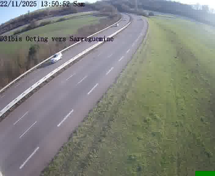 Webcam installée le long de D31bis (France) à Oeting, pointée vers Sarreguemines, utile pour suivre précisément les conditions de trafic.