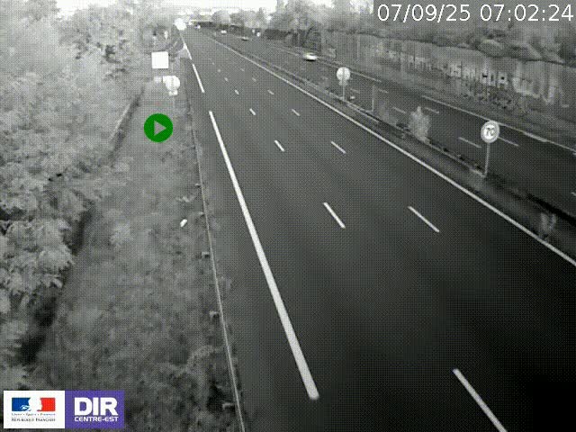 Webcam à Bron sur l'A43 à la jonction avec le boulevard périphérique de Lyon (D383). Vue orientée vers Lyon
