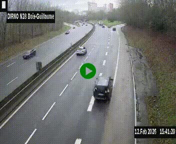 Webcam routière à hauteur de Bois-Guillaume en périphérie de Rouen. Vue orientée vers Rouen