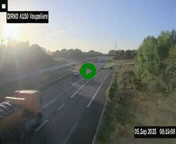 Webcam autoroute A150 à hauteur de La Vaupalière en périphérie de Rouen. Vue orientée vers Rouen