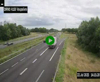 Webcam autoroute A150 à hauteur de La Vaupalière en périphérie de Rouen. Vue orientée vers Rouen