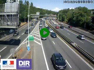Caméra autoroute sur A6 - Valvert, près de Lyon, en direction de Paris, à hauteur de la sortie 36 Porte du Valvert
