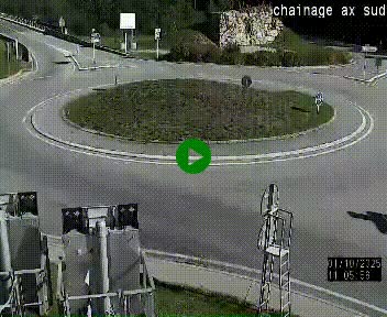 Webcam au nord d'Ax-les-Thermes au niveau de l'aire de chaînage de la N20. Vue orientée vers les Pyrénées, en direction de Pas de la Case