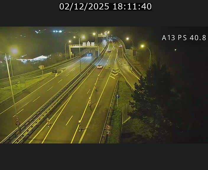Webcam autoroute A13 à la sortie est du tunnel Markusbierg à Schengen. Vue sur le pont de la Moselle, vers l'Allemagne