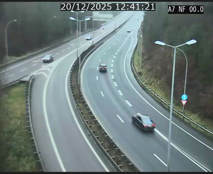 Caméra autoroute Luxembourg A7 - Echangeur A1/A7 Grünewald direction Tunnel Stafelter