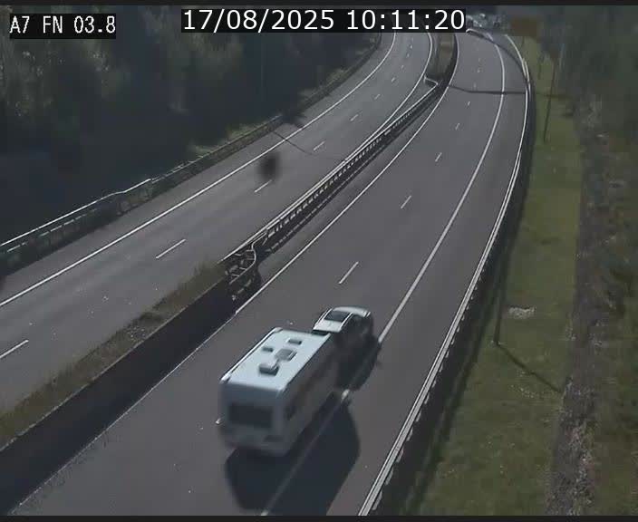 Caméra autoroute Luxembourg A7 - Passage à gibier Rëngelbour - direction Tunnel Stafelter