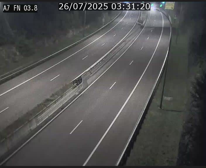 Caméra autoroute Luxembourg A7 - Passage à gibier Rëngelbour - direction Tunnel Stafelter