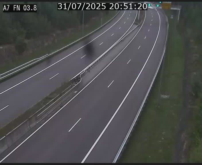 Caméra autoroute Luxembourg A7 - Passage à gibier Rëngelbour - direction Tunnel Stafelter