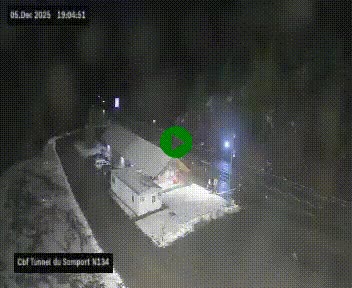 Webcam à l'entrée du tunnel du Somport, côté français, sur la N134, dans les Pyrénées, en direction de l'Espagne, à 1116 mètres d'altitude