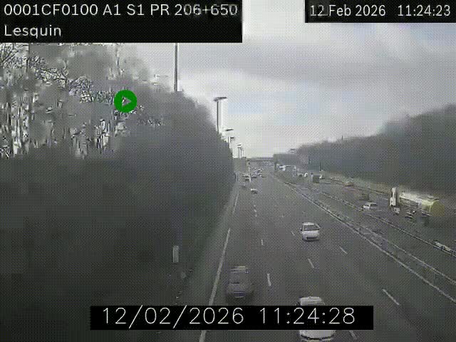 Webcam autoroute A1 à hauteur de Lesquin. Vue orientée vers Lille
