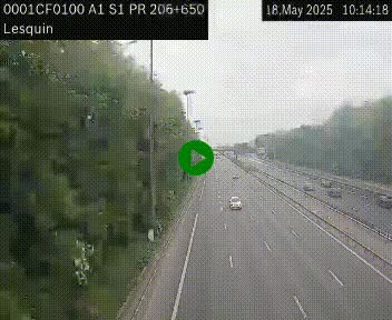 Webcam autoroute A1 à hauteur de Lesquin. Vue orientée vers Lille