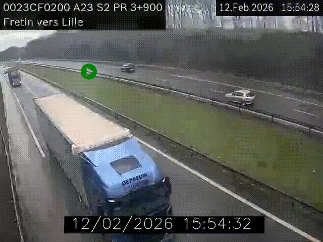 Webcam autoroute A23 à hauteur de Fretin. Vue orientée vers Lille
