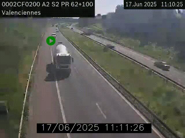 Webcam autoroute A2 à Valenciennes. Vue orientée vers Maubeuge et Mons (Belgique)