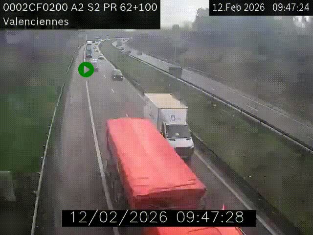 Webcam autoroute A2 à Valenciennes. Vue orientée vers Maubeuge et Mons (Belgique)