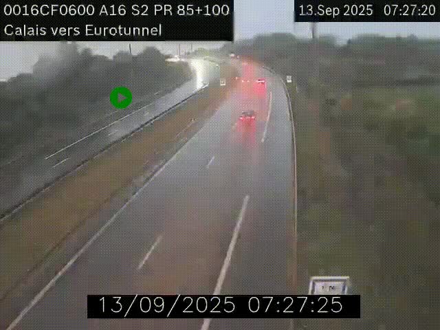 Webcam A16 à Calais en direction du Tunnel sous la Manche (Eurotunnel)
