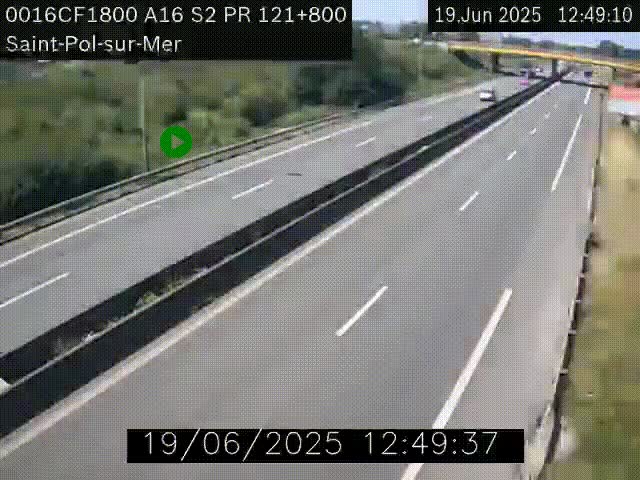 Webcam autoroute A16 à proximité de Dunkerque, à hauteur de la sortie Saint-Pol-sur-Mer. Vue orientée vers Calais