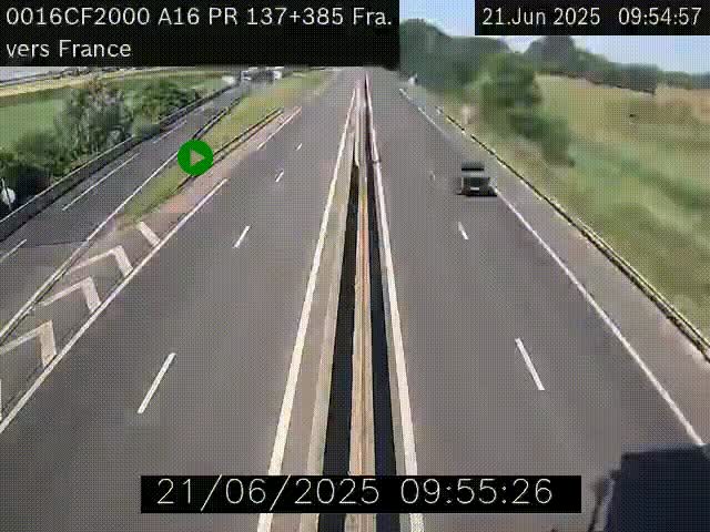 Webcam à la frontière franco-belge au niveau de Bray-Dunes/De-Panne sur l'autoroute A16. Vue orientée vers Calais