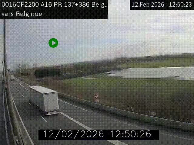 Webcam à la frontière franco-belge au niveau de Bray-Dunes/De-Panne sur l'autoroute A16. Vue orientée vers la Belgique