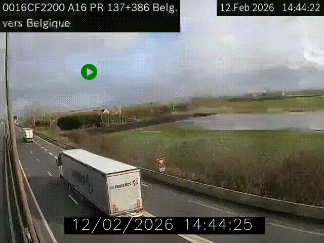 Webcam à la frontière franco-belge au niveau de Bray-Dunes/De-Panne sur l'autoroute A16. Vue orientée vers la Belgique