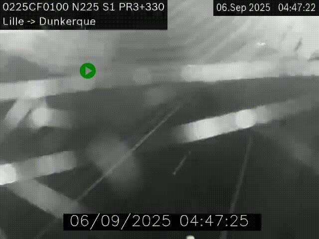 Webcam autoroute A25 (N225) à hauteur de Bergues (Bierne). Vue orientée vers Dunkerque.