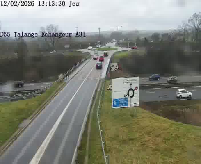 Webcam sur la D55 à Talange au niveau du pont surplombant l'A31 (sens droite-gauche vers Luxembourg). Vue orientée vers Ay-sur-Moselle.