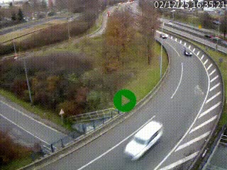 Caméra autoroute à la jonction entre l'A7 et la D301 (Boulevard urbain Sud de Lyon) à Feyzin, au sud de Lyon. Vue orientée vers Mions