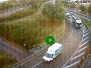 Caméra autoroute à la jonction entre l'A7 et la D301 (Boulevard urbain Sud de Lyon) à Feyzin, au sud de Lyon. Vue orientée vers Mions