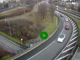 Caméra autoroute à la jonction entre l'A7 et la D301 (Boulevard urbain Sud de Lyon) à Feyzin, au sud de Lyon. Vue orientée vers Mions