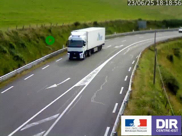 Webcam sur le col Pin Bouchain, vue orientée vers Roanne, en provenance de Lyon sur la nationale 7 (N7)