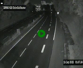 Webcam routière à hauteur de Bois-Guillaume en périphérie de Rouen. Vue orientée vers Rouen
