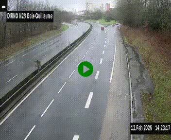 Webcam routière à hauteur de Bois-Guillaume en périphérie de Rouen. Vue orientée vers Rouen