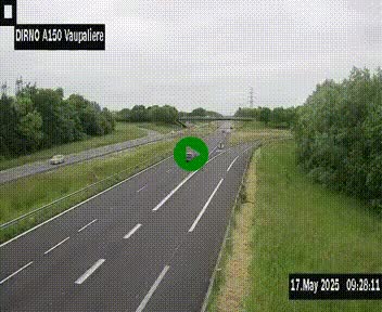 Webcam autoroute A150 à hauteur de La Vaupalière en périphérie de Rouen. Vue orientée vers Rouen
